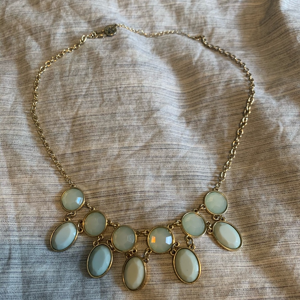 5/$25 Gold and Sea-Foam Statement Necklace
